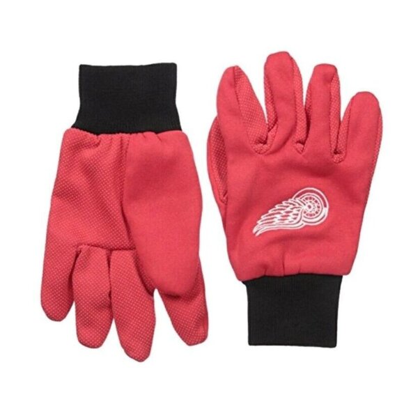 NHL Detroit Red Wings Colored Palm Utility Gloves Red Palm by FOCO - Picture 2 of 4